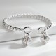 925 Sterling Silver Bangle Bracelet Cute Charm for Women Adjustment Cuff Wedding