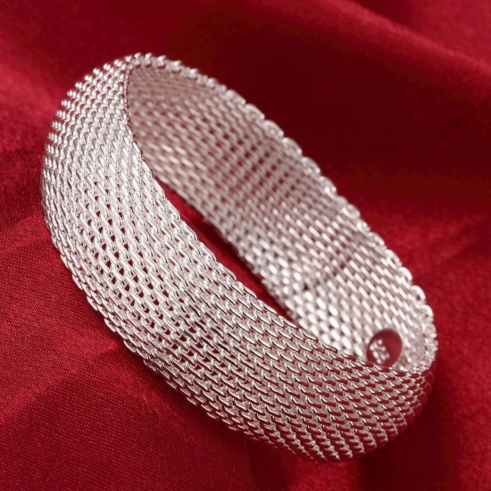 925 Sterling Silver Bangle Bracelet Cute Charm for Women Adjustment Cuff Wedding