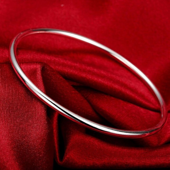 925 Sterling Silver Bangle Bracelet Cute Charm for Women Adjustment Cuff Wedding