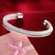 925 Sterling Silver Bangle Bracelet Cute Charm for Women Adjustment Cuff Wedding