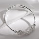 925 Sterling Silver Bangle Bracelet Cute Charm for Women Adjustment Cuff Wedding