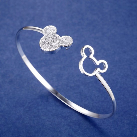 925 Sterling Silver Bangle Bracelet Cute Charm for Women Adjustment Cuff Wedding