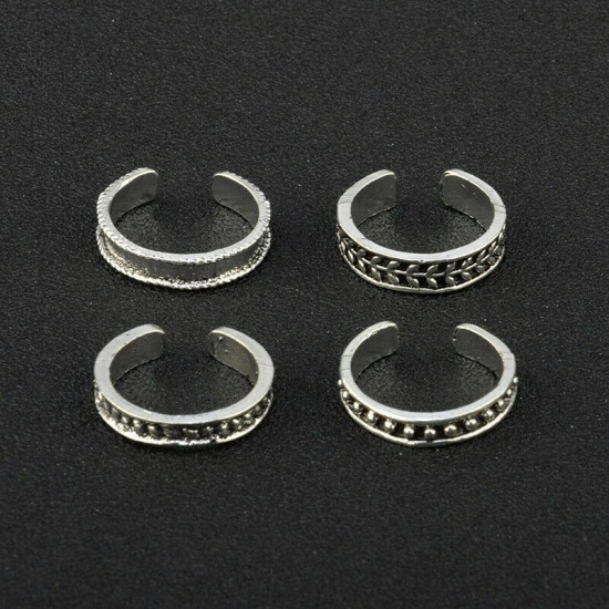 12PCs/set Adjustable Jewelry Retro Silver Open Toe Rings Ring Foot Finger