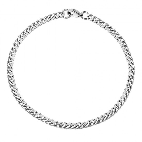 Silver Stainless Steel Curb Cuban Link Chain Bracelet Unisex Women Men 7-11inch