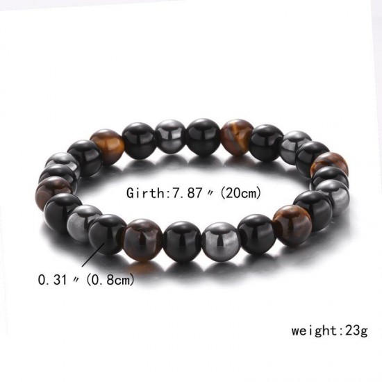 Obsidian Tiger Eye Hematite Bracelet Triple Protection Bangle Women Men Jewelry