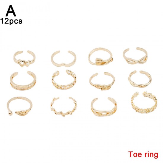 12/24PCs Adjustable Jewelry Silver Open Toe Ring Finger Foot Rings New Set Good