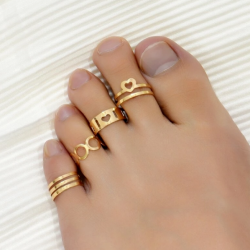 BOHO FESTIVAL BEACH TOE RINGS SET 4 ADJUSTABLE GOLD OR SILVER TONE UK SELLER G2S