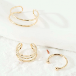 BOHO FESTIVAL BEACH  TOE RINGS SET OF 3 ADJUSTABLE GOLD TONE UK SELLER A11