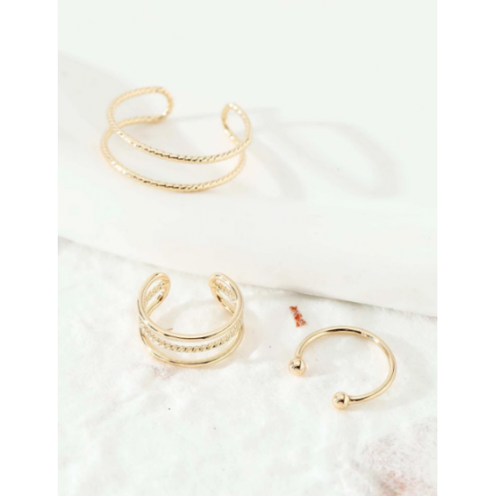 BOHO FESTIVAL BEACH  TOE RINGS SET OF 3 ADJUSTABLE GOLD TONE UK SELLER A11