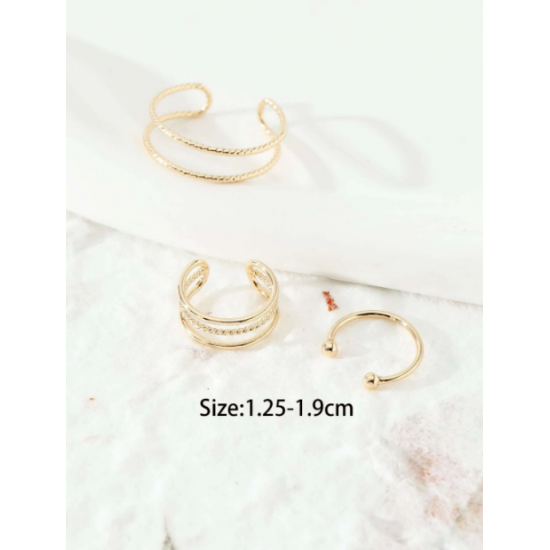 BOHO FESTIVAL BEACH  TOE RINGS SET OF 3 ADJUSTABLE GOLD TONE UK SELLER A11