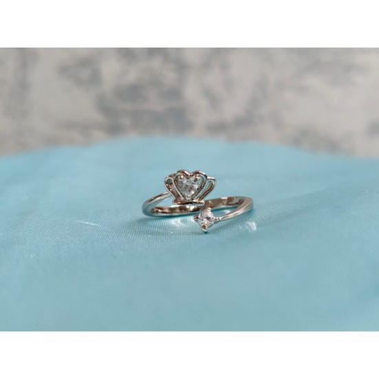 0.80 Ct Heart Cut Cubic Zirconia Crown Toe Ring 925 Sterling Silver *3