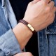 Genuine Leather Braided Bracelet Magnetic Buckle Band Men Stainless Steel Bangle