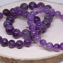 AMETHYST LIGHT Gemstone Bracelet Handmade Natural 18cmStretch 8mm 10mm 12mm Bead