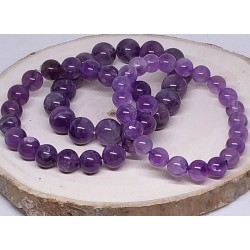 AMETHYST LIGHT Gemstone Bracelet Handmade Natural 18cmStretch 8mm 10mm 12mm Bead