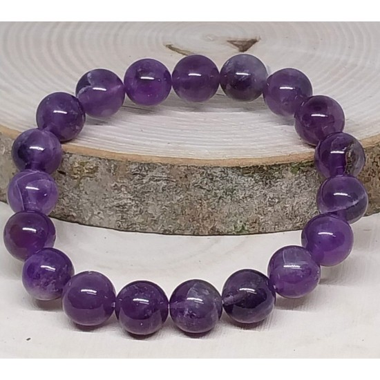 AMETHYST LIGHT Gemstone Bracelet Handmade Natural 18cmStretch 8mm 10mm 12mm Bead