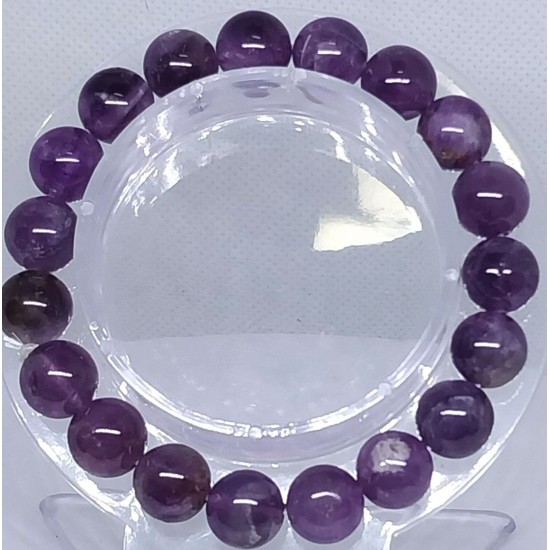 AMETHYST LIGHT Gemstone Bracelet Handmade Natural 18cmStretch 8mm 10mm 12mm Bead