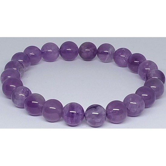 AMETHYST LIGHT Gemstone Bracelet Handmade Natural 18cmStretch 8mm 10mm 12mm Bead