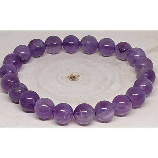 AMETHYST LIGHT Gemstone Bracelet Handmade Natural 18cmStretch 8mm 10mm 12mm Bead