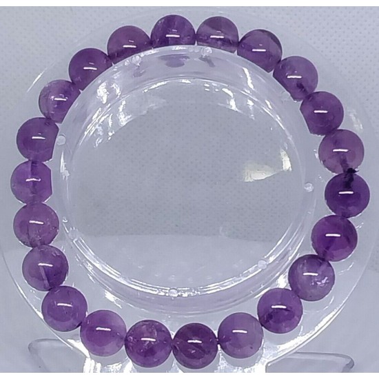 AMETHYST LIGHT Gemstone Bracelet Handmade Natural 18cmStretch 8mm 10mm 12mm Bead