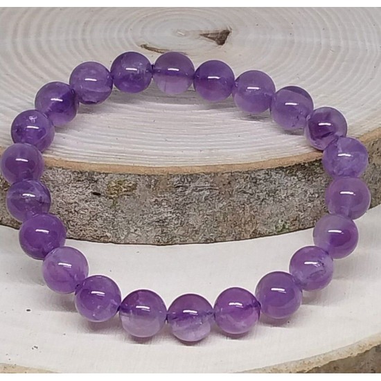 AMETHYST LIGHT Gemstone Bracelet Handmade Natural 18cmStretch 8mm 10mm 12mm Bead