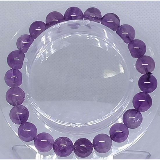 AMETHYST LIGHT Gemstone Bracelet Handmade Natural 18cmStretch 8mm 10mm 12mm Bead