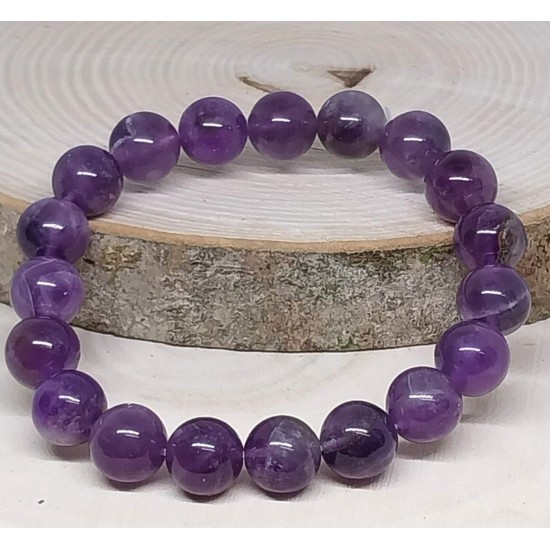 AMETHYST LIGHT Gemstone Bracelet Handmade Natural 18cmStretch 8mm 10mm 12mm Bead
