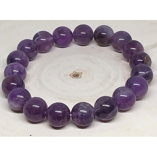 AMETHYST LIGHT Gemstone Bracelet Handmade Natural 18cmStretch 8mm 10mm 12mm Bead
