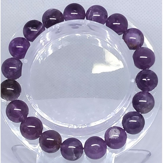 AMETHYST LIGHT Gemstone Bracelet Handmade Natural 18cmStretch 8mm 10mm 12mm Bead