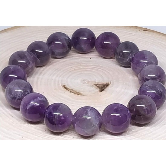 AMETHYST LIGHT Gemstone Bracelet Handmade Natural 18cmStretch 8mm 10mm 12mm Bead