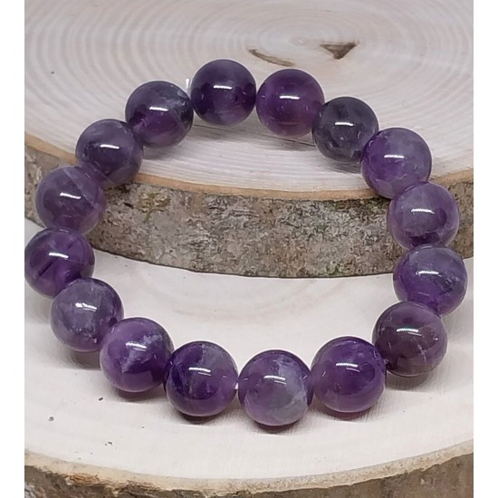 AMETHYST LIGHT Gemstone Bracelet Handmade Natural 18cmStretch 8mm 10mm 12mm Bead