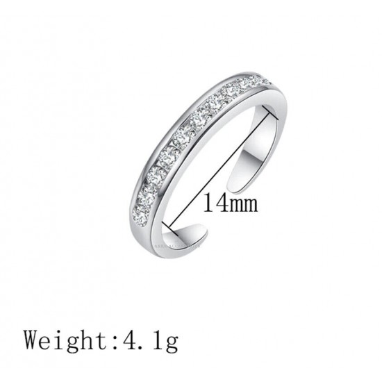 Toe Ring Clear Gem CZ Adjustable Midi Finger Knuckle Thumb Stacking Ring Band 