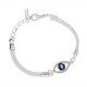 Turkish Hamsa Lucky Evil Eye Bracelet Silver Zircon Bangle Women Charm Jewellery