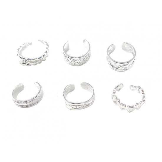 Toe Ring Silver Adjustable Open Midi Finger Knuckle Thumb Stacking Ring Band 