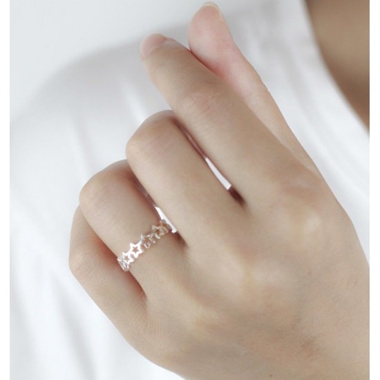 Silver Cute Star Adjustable Open Toe Midi Finger Knuckle Thumb Stacking Ring 