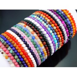 Handmade 4mm Mixed Natural Gemstone Round Beads Stretchy Bracelet Reiki Chakra 