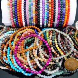 Handmade 4mm Mixed Natural Gemstone Round Beads Stretchy Bracelet Reiki Chakra 