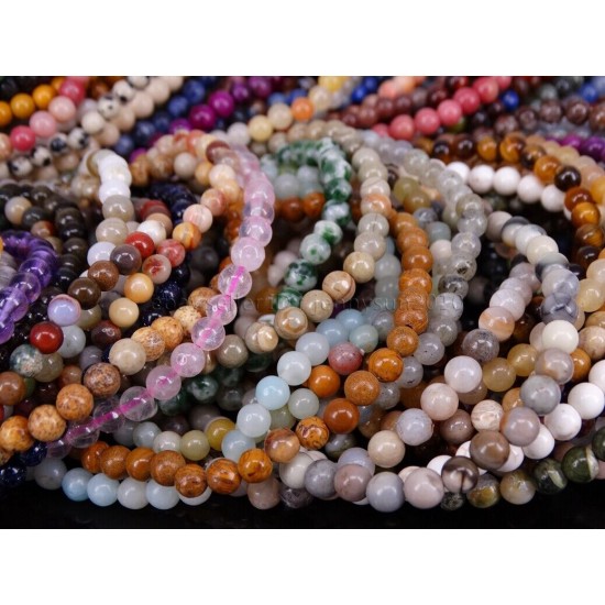 Handmade 4mm Mixed Natural Gemstone Round Beads Stretchy Bracelet Reiki Chakra 