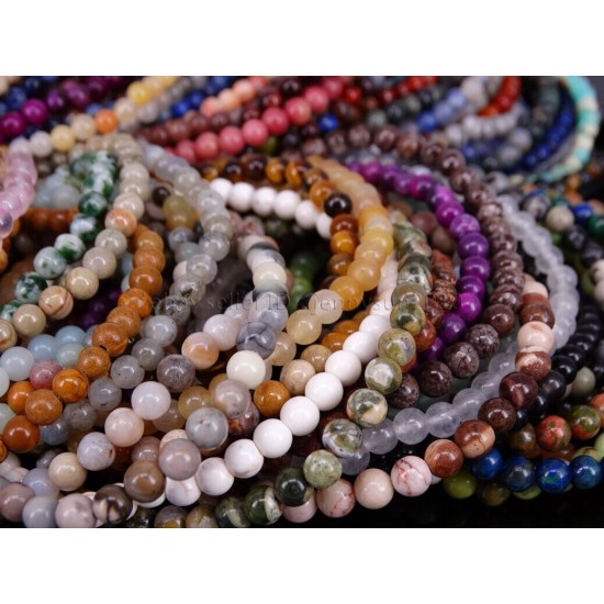 Handmade 4mm Mixed Natural Gemstone Round Beads Stretchy Bracelet Reiki Chakra 