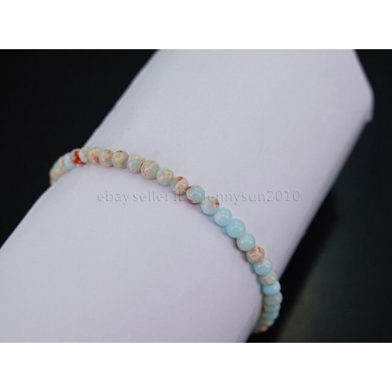 Handmade 4mm Mixed Natural Gemstone Round Beads Stretchy Bracelet Reiki Chakra 