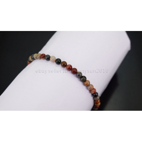 Handmade 4mm Mixed Natural Gemstone Round Beads Stretchy Bracelet Reiki Chakra 
