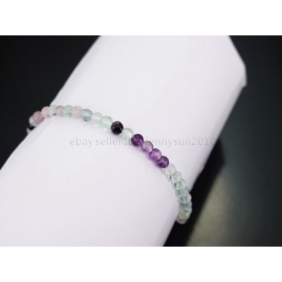 Handmade 4mm Mixed Natural Gemstone Round Beads Stretchy Bracelet Reiki Chakra 