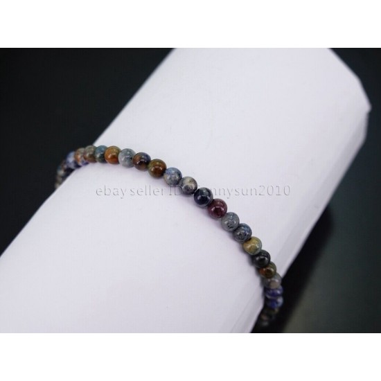 Handmade 4mm Mixed Natural Gemstone Round Beads Stretchy Bracelet Reiki Chakra 