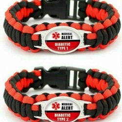 Type 1 2 Diabetic Medical Alert Bracelet Diabetes Paracord Insulin Dependant