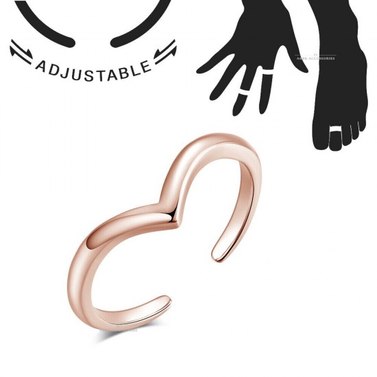 Toe Ring Wave Thin Adjustable Midi Finger Knuckle Thumb Stacking Ring Band 
