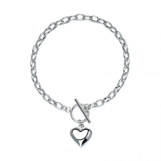 Beautiful Heart Charm Bracelet 925 Sterling Silver Women Girls Jewelry Gift UK