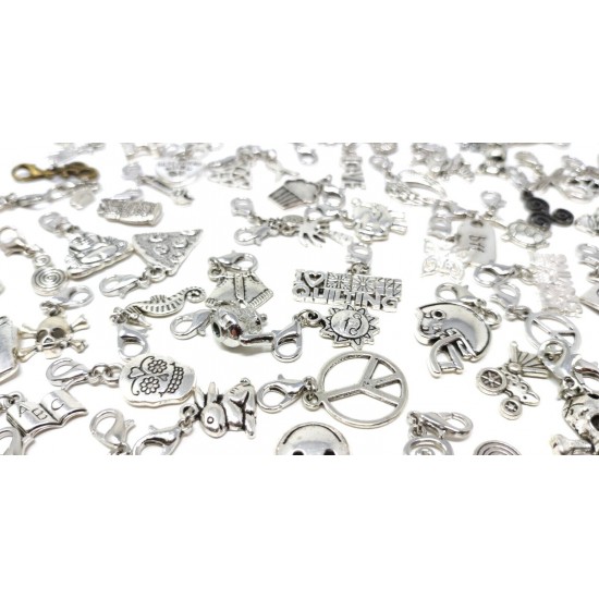 Tibetan Silver Clip on Charms For Bracelets - Zips - Phones - Stitch Markers