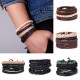 6Pcs/Set Multilayer Leather Bracelet Men's Women Wristband Bangle Jewelry Set