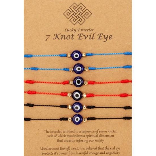 6 Pcs Set Evil Eye Nazar Bracelet Kabbalah Amulet 7 Knots Lucky Protection Uk