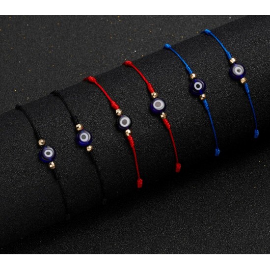 6 Pcs Set Evil Eye Nazar Bracelet Kabbalah Amulet 7 Knots Lucky Protection Uk