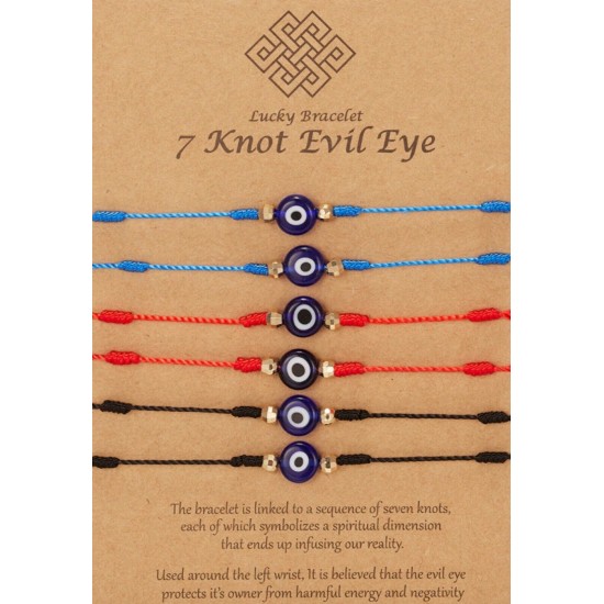 6 Pcs Set Evil Eye Nazar Bracelet Kabbalah Amulet 7 Knots Lucky Protection Uk